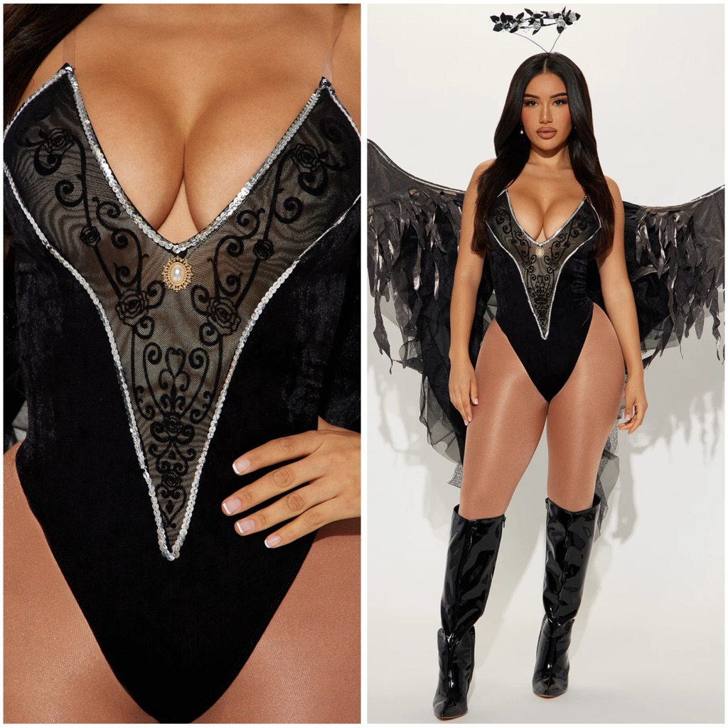 Fashion Nova| Black Embroidered Women's Bodysuit